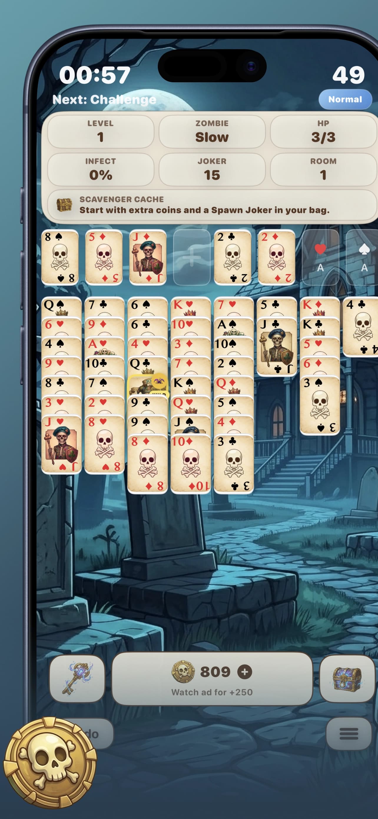 Freecell Zombie Solitaire - Screenshot 1